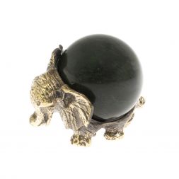 Статуэтка "Слон с шаром № 2" бронза змеевик