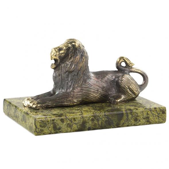 Бронзовая фигурка &amp;quot;Лев лежит&amp;quot; камень змеевик 120579