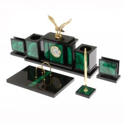 Настольный набор &amp;quot;Орел&amp;quot; из малахита