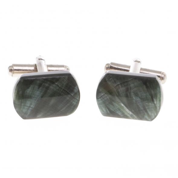 Запонки камень серафинит закругленные 124430