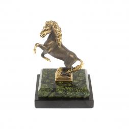 Бронзовая статуэтка "Лошадка" змеевик