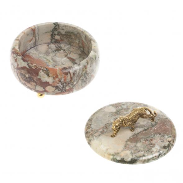 Шкатулка круглая &amp;quot;Гепард&amp;quot; из креноида 15х15х12 см 127628