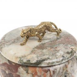 Шкатулка круглая "Гепард" из креноида 15х15х12 см