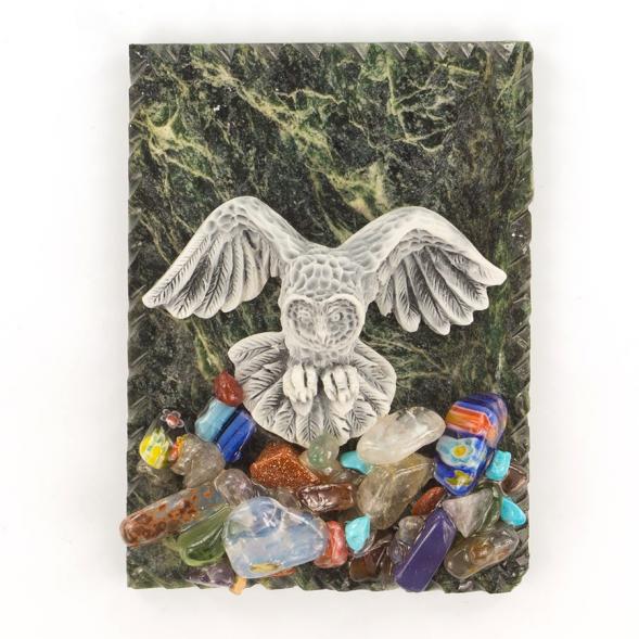 Магнит &amp;quot;Сова летит&amp;quot; змеевик мрамолит 119491