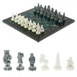 Шахматы &amp;quot;Северные народы&amp;quot; 40х40 см змеевик