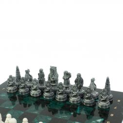 Шахматы &amp;quot;Северные народы&amp;quot; 40х40 см змеевик