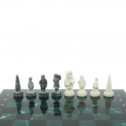 Шахматы &amp;quot;Северные народы&amp;quot; 40х40 см змеевик