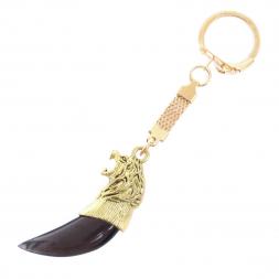 Брелок &amp;quot;Клык волчий зуб&amp;quot; из обсидиана цвет бронза