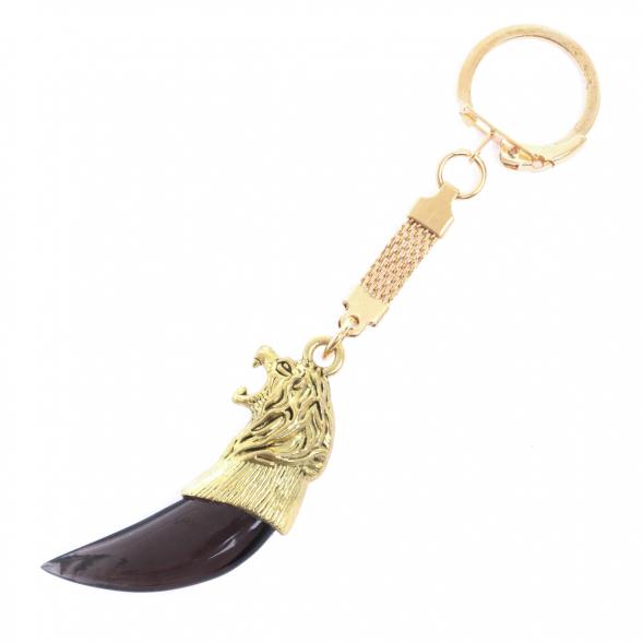 Брелок &amp;quot;Клык волчий зуб&amp;quot; из обсидиана цвет бронза 129583