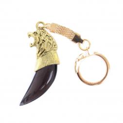 Брелок &amp;quot;Клык волчий зуб&amp;quot; из обсидиана цвет бронза