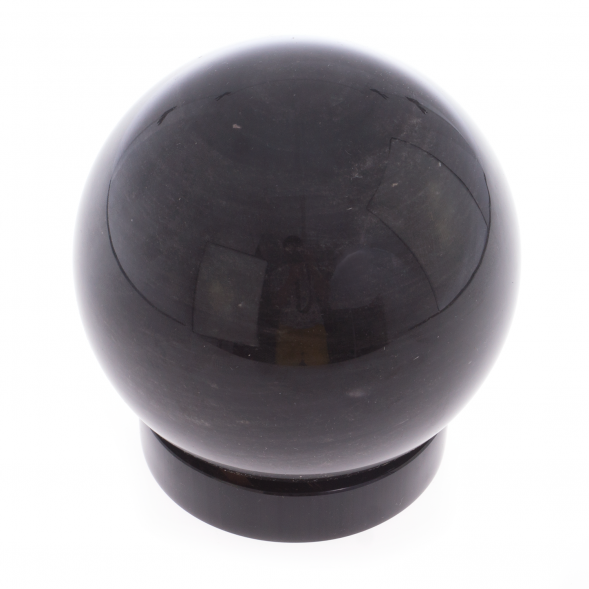 Шар на подставке из черного обсидиана 12 см 121983