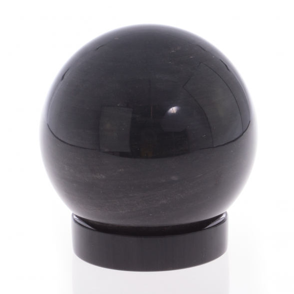 Шар на подставке из черного обсидиана 12 см 121983