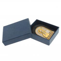 Оберег в автомобиль с иконой "Спаситель" черная кожа