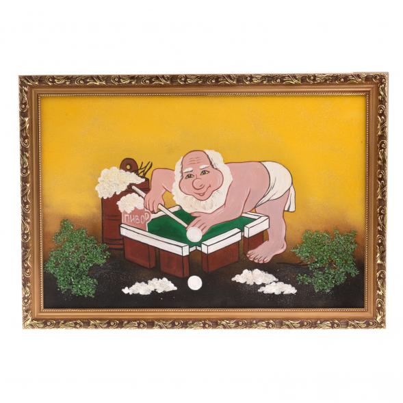 Картина из каменной крошки &amp;quot;Банька бильярд&amp;quot; багет 49х69 см 122563