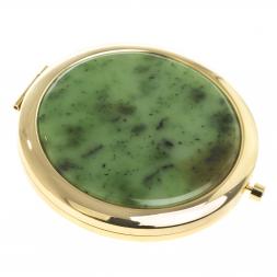 Зеркало круглое из камня нефрит цвет золото