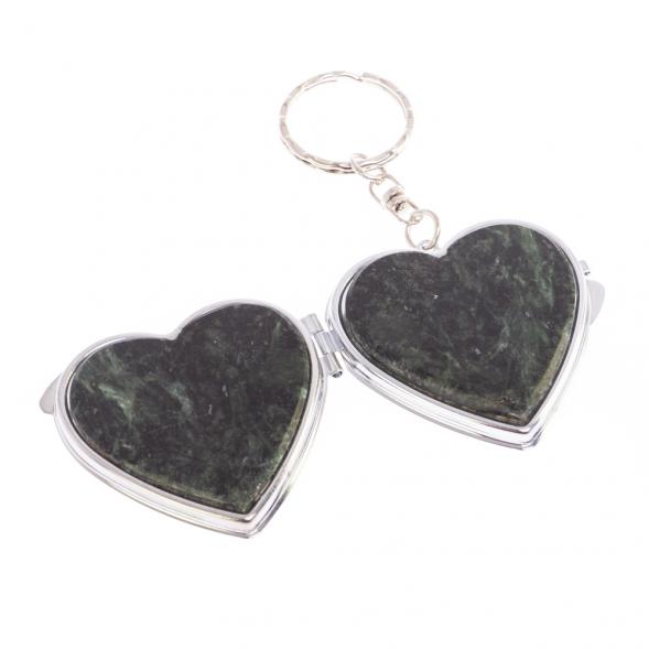 Складное зеркало брелок актинолит Сердце 126618