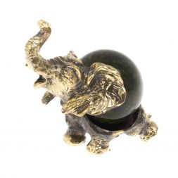 Статуэтка "Слон с шаром № 3" бронза змеевик