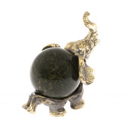 Статуэтка "Слон с шаром № 3" бронза змеевик