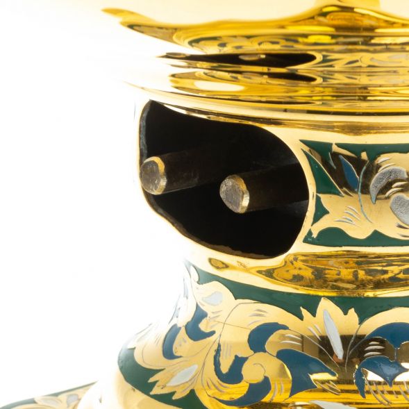 Самовар &amp;quot;Малахитовые узоры&amp;quot; с сервизом на 6 персон Златоуст 129007