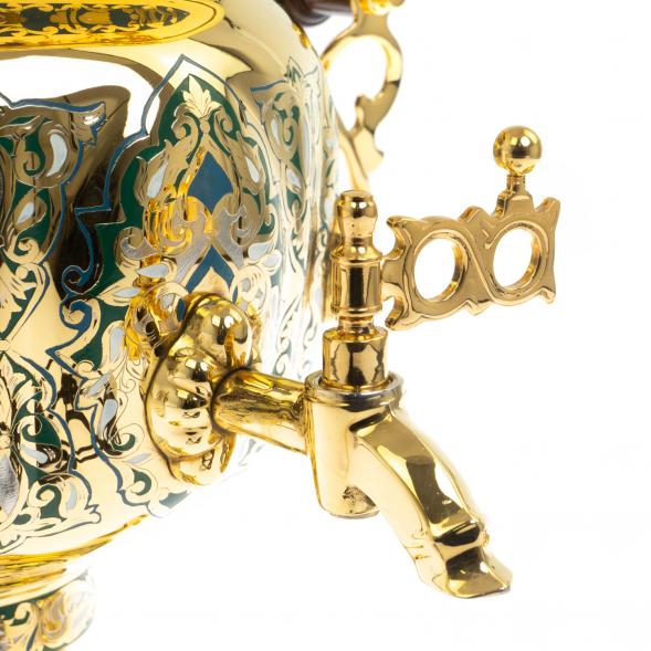 Самовар &amp;quot;Малахитовые узоры&amp;quot; с сервизом на 6 персон Златоуст 129007