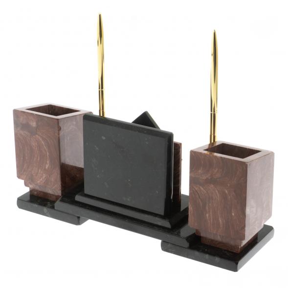 Настольный набор &amp;quot;Офисный&amp;quot; из лемезита с часами 129432