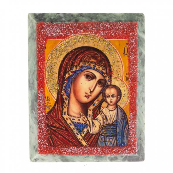 Икона настольная &amp;quot;Богородица&amp;quot; камень змеевик 9х7,2х3 см 121446