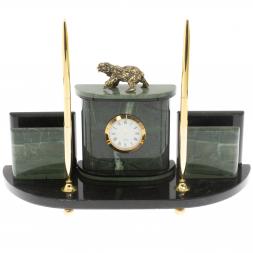 Настольный прибор &amp;quot;Медведь&amp;quot; из зеленого офиокальцита