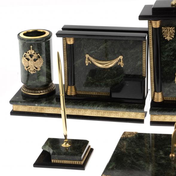 Письменный настольный набор &amp;quot;Лев&amp;quot; из змеевика 130039