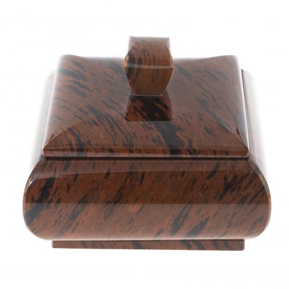 Шкатулка квадратная из коричневого обсидиана 9х9х7 см 122359