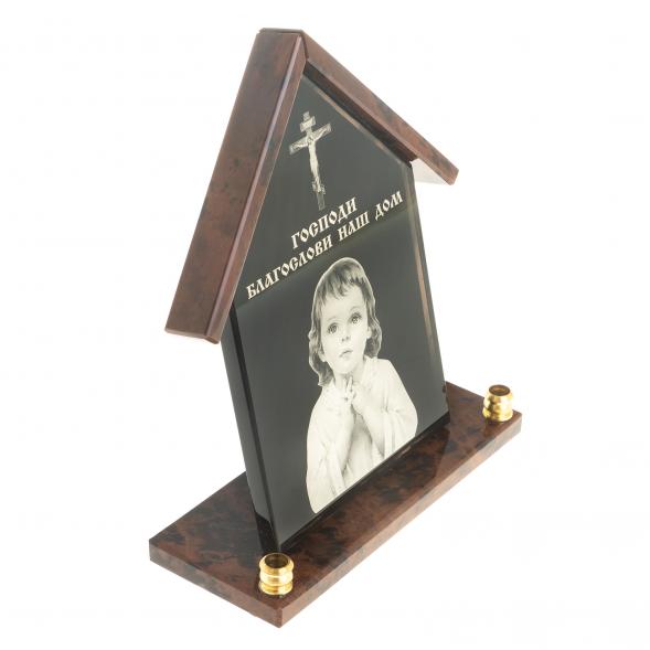 Оберег из обсидиана &amp;quot;Домик&amp;quot; с двумя подсвечниками 122895