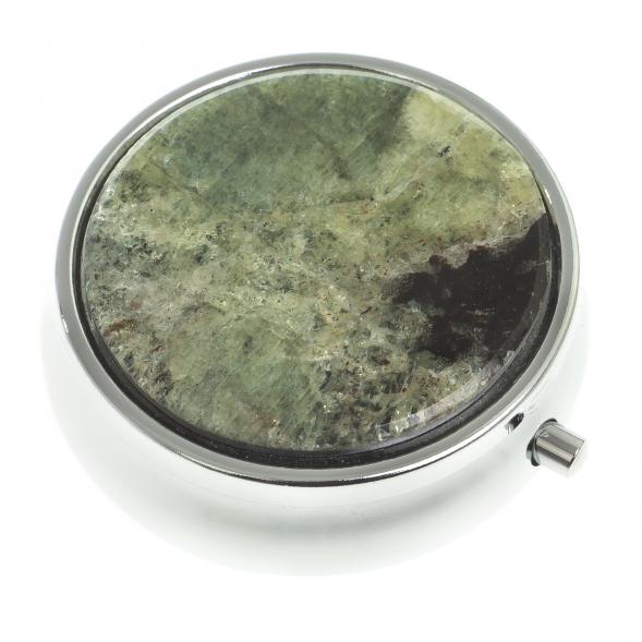 Таблетница на 3 отсека камень желтый апатит цвет серебро 123212