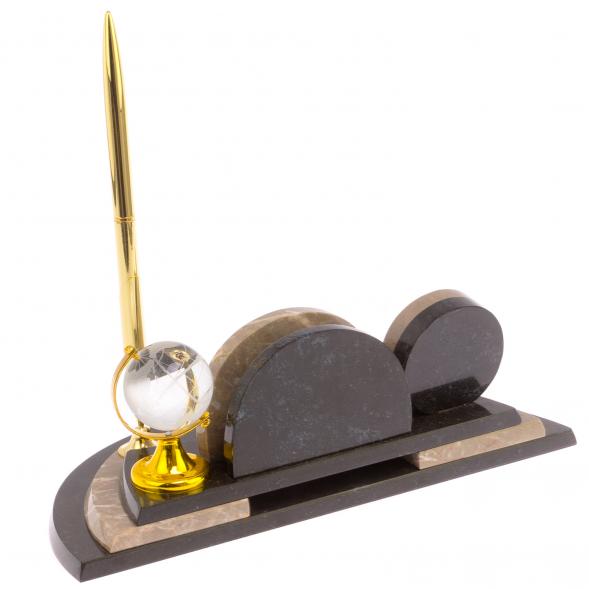 Настольный мини-набор &amp;quot;Глобус&amp;quot; для бумаг из бежевого мрамора 126020