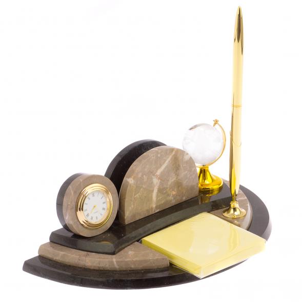 Настольный мини-набор &amp;quot;Глобус&amp;quot; для бумаг из бежевого мрамора 126020