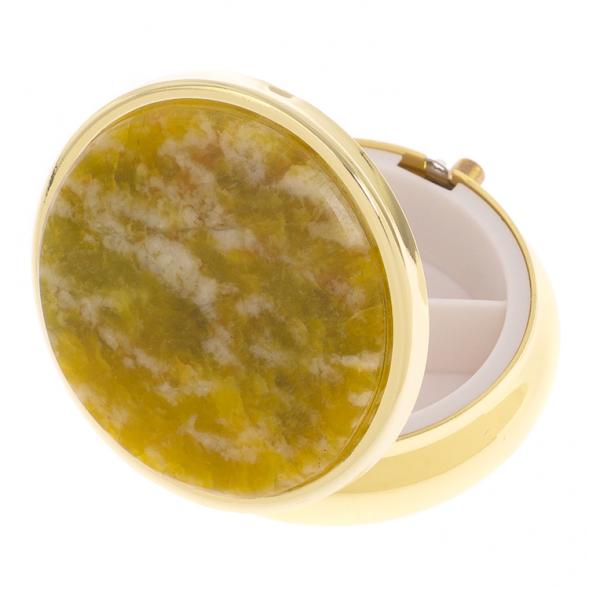 Таблетница на 3 отделения камень офит благородный цвет золото 126083