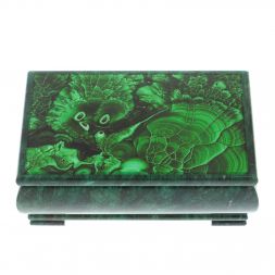 Шкатулка с иллюстрацией под малахит 18х10х8,5 см