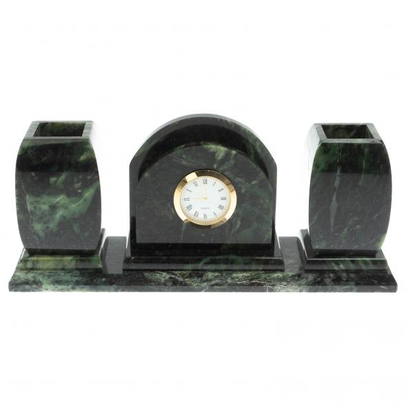 Офисный письменный набор с часами из шабровского змеевика 129390