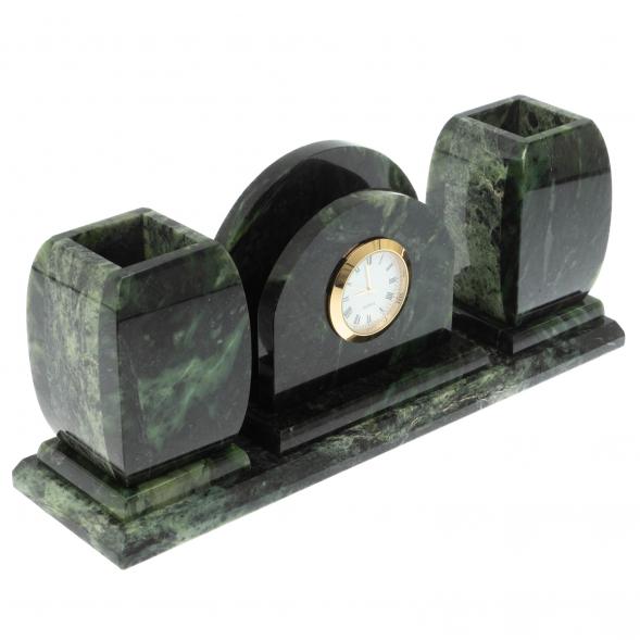 Офисный письменный набор с часами из шабровского змеевика 129390