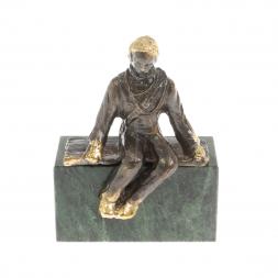 Статуэтка &amp;quot;Монтажник&amp;quot; змеевик бронза 6х3х7,5 см