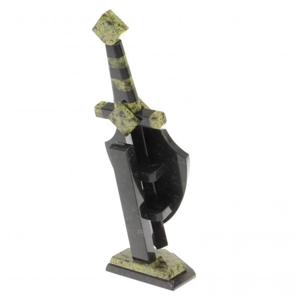 Настольный сувенир &amp;quot;Щит и меч&amp;quot; камень змеевик 10х7х28 см 113896