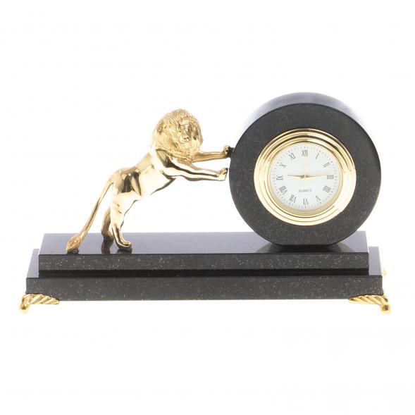 Часы настольные из бронзы и долерита &amp;quot;Лев&amp;quot; 124730