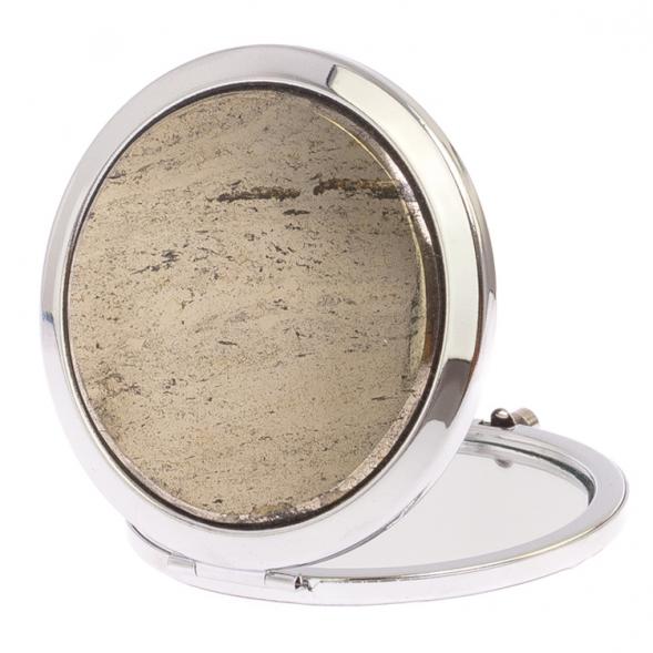 Карманное зеркальце из камня пирит цвет серебро 126154