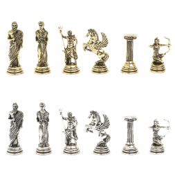 Шахматы подарочные "Римские лучники" 28х28 мрамор шабровский змеевик