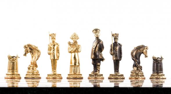 Подарочные шахматы &amp;quot;Деревенские&amp;quot; бронзовые, доска каменная 40х40 см 120035