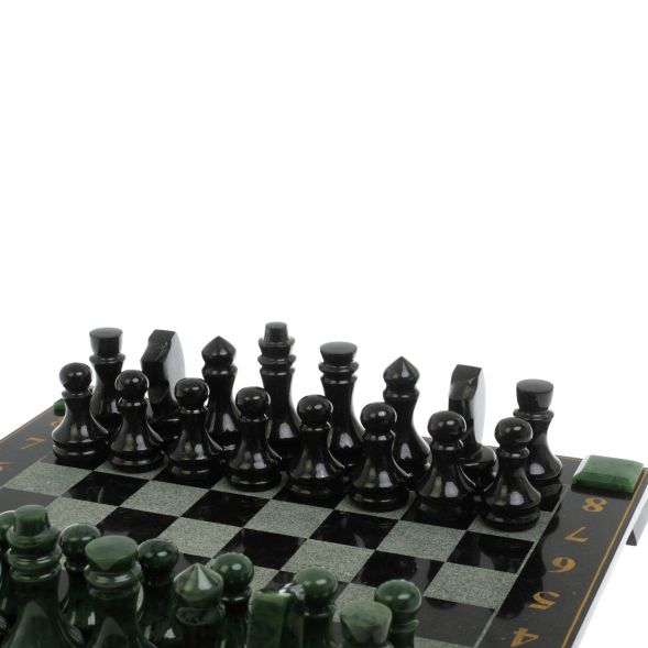 Шахматы с гравировкой &amp;quot;Турнирные&amp;quot; доска 42х42 см нефрит, габбро 129391