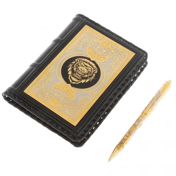 Подарочный набор &amp;quot;Лев&amp;quot; ежедневник А6 и ручка с гравюрой Златоуст 129785