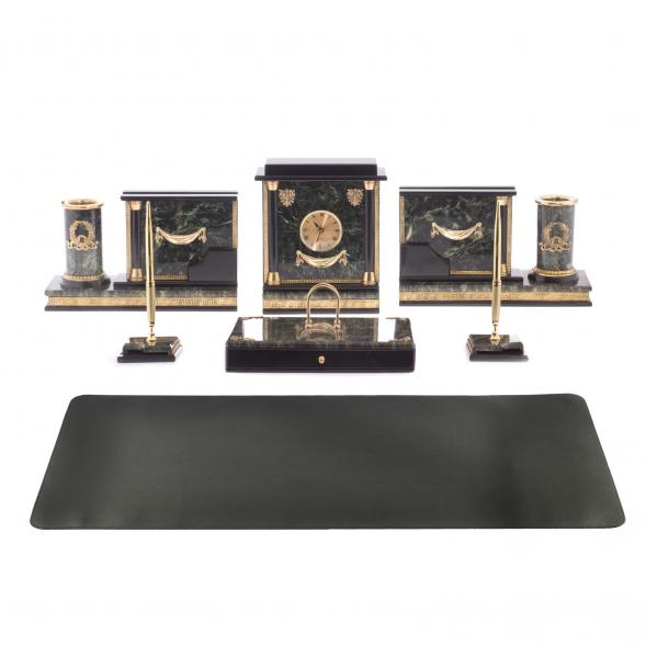 Письменный набор из змеевика &amp;quot;Цезарь&amp;quot; с накладкой на стол 122210