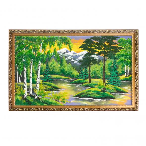 Картина &amp;quot;Летний закат&amp;quot; багет 56х86 см, рисунок каменная крошка 122834