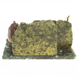 Визитница настольная &amp;quot;Мишка сидящий&amp;quot; змеевик