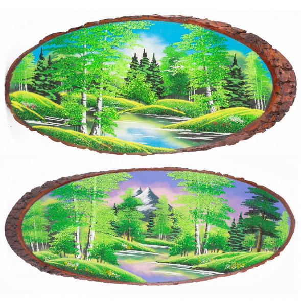 Панно на срезе дерева &amp;quot;Лето&amp;quot; горизонтальное 60-65 см каменная крошка 111099