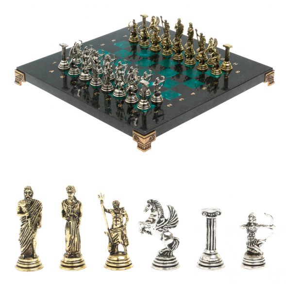 Шахматы &amp;quot;Римские лучники&amp;quot; доска 28х28 см из змеевика 127715